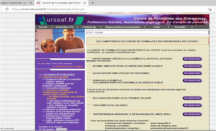 Capture d'écran déclaration VDI Urssaf n°1